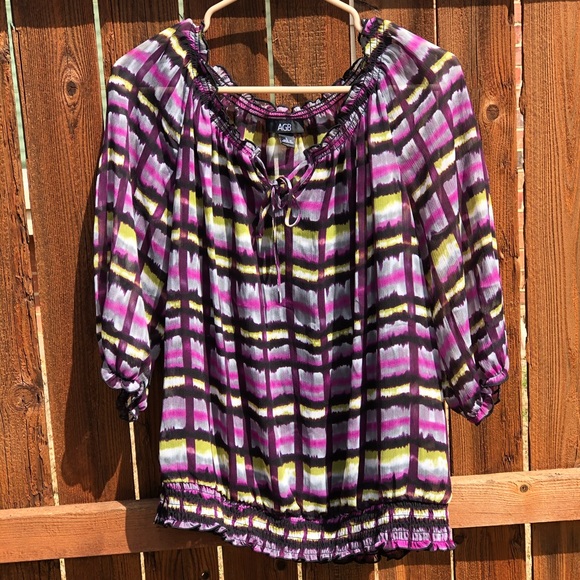 AGB Blouse 3/4 Sleeves with attached Black Cami, Large, EUC, pet/smoke free home - Picture 4 of 15